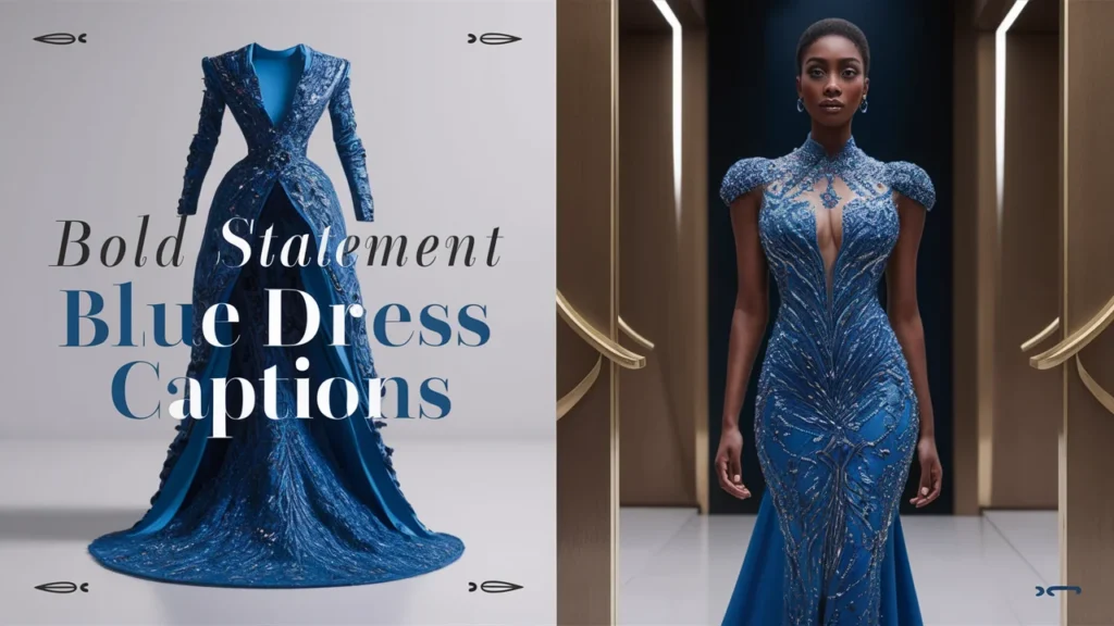 Bold Statement Blue Dress Captions